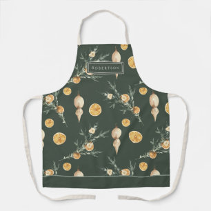 Charming Christmas Forest Green Custom Apron
