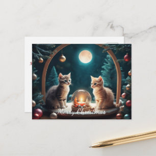 Charming Christmas Kittens with Festive Decor Postcard