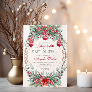 Charming Christmas Merry Little Baby Shower  Invitation