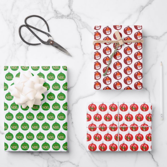 Charming Christmas Ornaments Xmas Holiday Variety Wrapping Paper Sheet (Front)