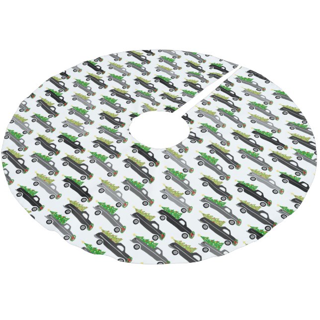 Charming Christmas Pickup Trucks Cute Xmas Brushed Polyester Tree Skirt (Angled)