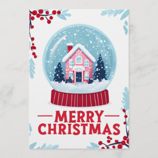 Charming Christmas Snow Globe Holiday Card