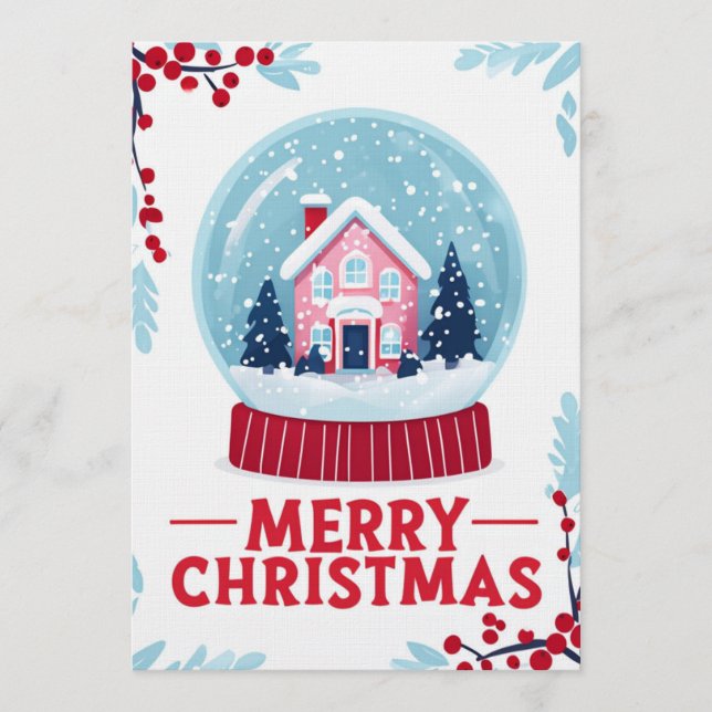 Charming Christmas Snow Globe Holiday Card (Front)