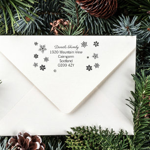 Charming Christmas Snowflake Address Rubber Stamp