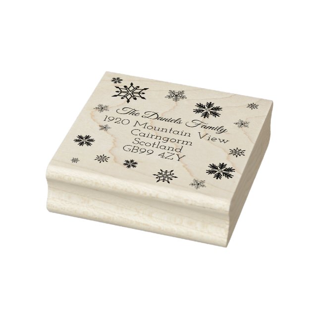 Charming Christmas Snowflake Address Rubber Stamp (Stamp)