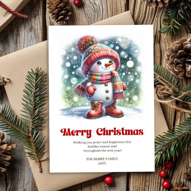 Charming Christmas snowman classic kids greeting  Holiday Card (Charming Christmas snowman classic kids greeting Holiday Card )