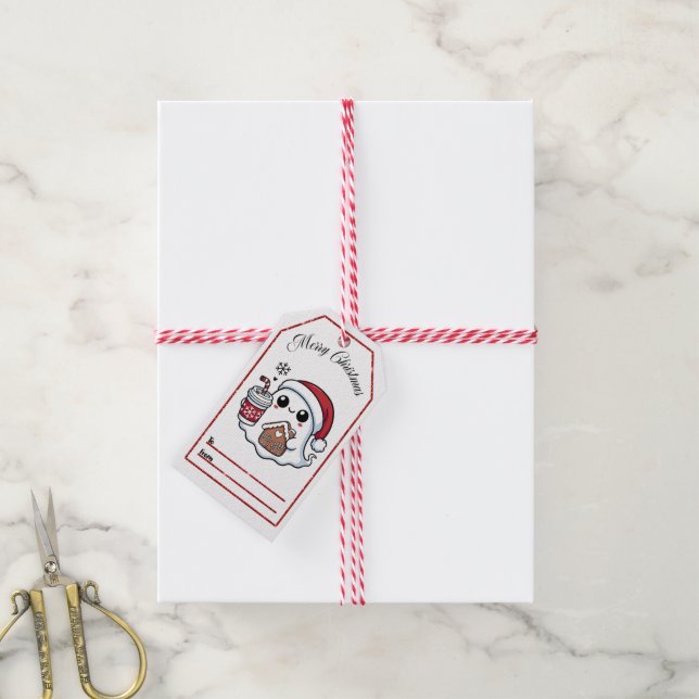 Charming Christmas tag featuring a festive ghost (With Twine)