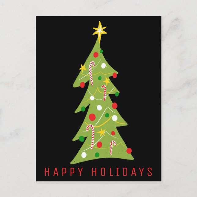 Charming Christmas Tree Simple Cute Xmas Postcard (Front)