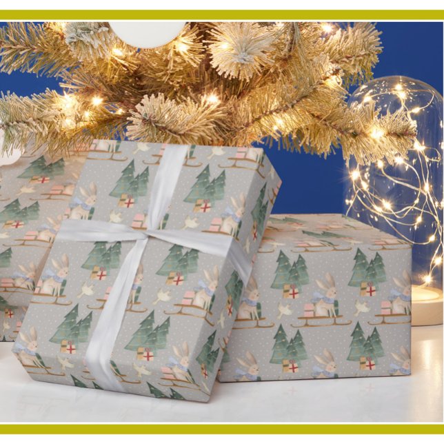 Charming Christmas Trees  Sleigh Gifts Snow Wrapping Paper (Creator Uploaded)