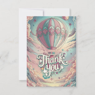 Charming Clouds Hot Air Balloon Thank You Card