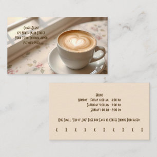 Charming Coffee & Latte Art Coffee Shop & Punch Business Card