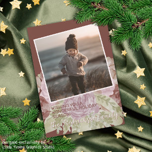 Charming Colourful Classic Floral Seasons Greeting Holiday Card