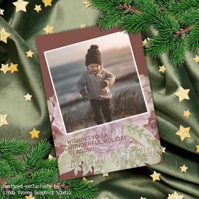 Charming Colourful Classic Floral Seasons Greeting Holiday Card (Creator Uploaded)