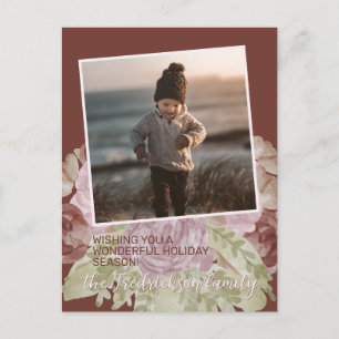 Charming Colourful Classic Floral Seasons Greeting Postcard