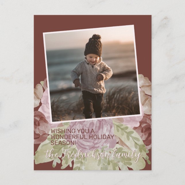 Charming Colourful Classic Floral Seasons Greeting Postcard (Front)