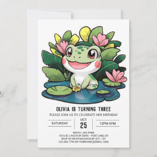 Charming Colourful Frog Digital Birthday Invitation
