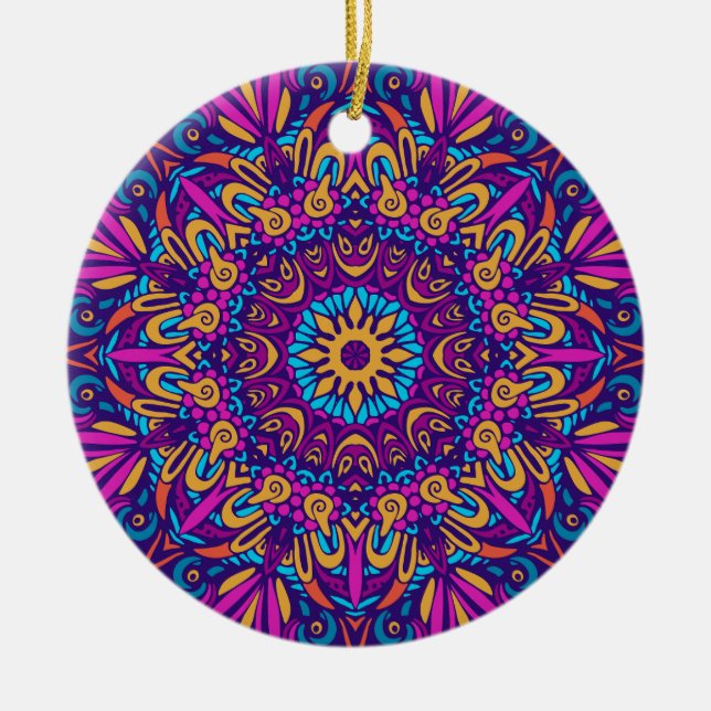Charming colourful mandala seamless pattern  ceram ceramic tree decoration (Front)