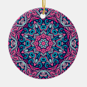 Charming colourful mandala seamless pattern  ceram ceramic tree decoration
