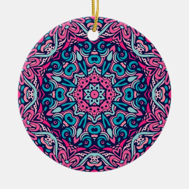 Charming colourful mandala seamless pattern  ceram ceramic tree decoration (Front)