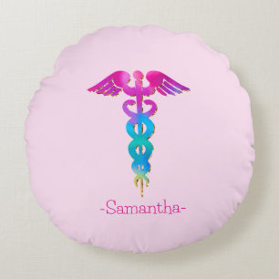 Charming & Colourful Medical Logo Design Round Cushion