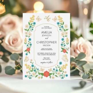 Charming colourful painted meadow flowers for your invitation