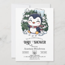 Charming Colourful Penguin Baby Shower