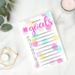 Charming Confetti To Do List | Custom Name Post-it Notes<br><div class="desc">Colourful to do list notepad with handy checkboxes where you can tick off each completed task like a champ! #goals is written in pink against a confetti-strewn background in yellow,  pink,  and turquoise. Personalise with your name.</div>