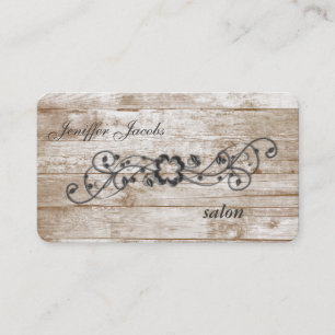 Charming contemporary wood texture shamrock leaves business card