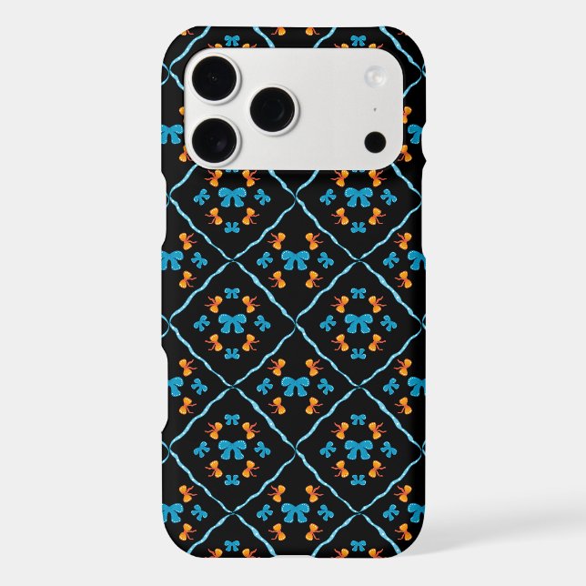 Charming Coquette Bow Geometric Tile Black Accent (Back)