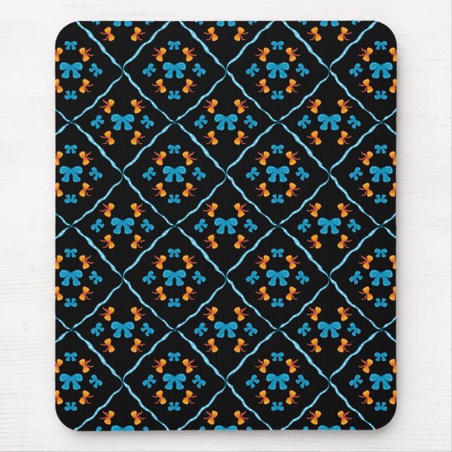 Charming Coquette Bow Geometric Tile Black Mouse Mat (Front)