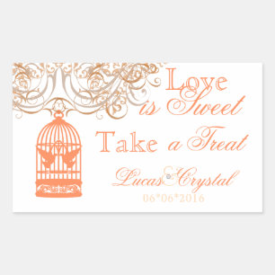 Charming Coral Birdcage Candy Buffet Sticker