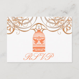 Charming Coral Birdcage Rsvp Invitation