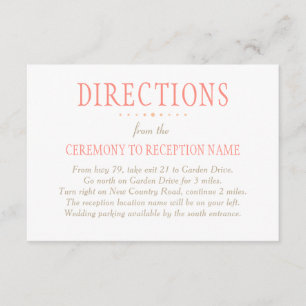 Charming Coral Pink Wedding Directions Enclosure Card