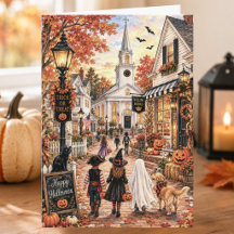 Charming Cosy New England Village Happy Halloween