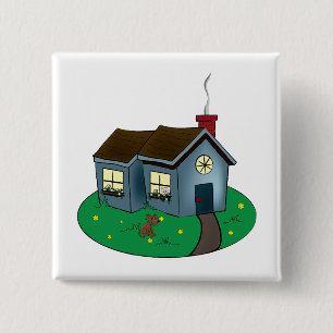 Charming Cottage Style House with Garden 15 Cm Square Badge