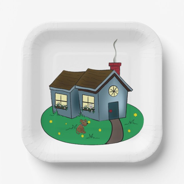 Charming Cottage Style House with Garden Paper Plate (Front)