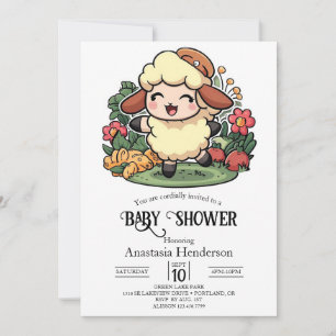 Charming Cottagecore Sheep Baby Shower Invitation