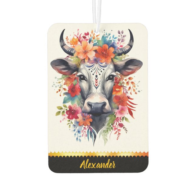 Charming cow air freshener with flowers (Back)