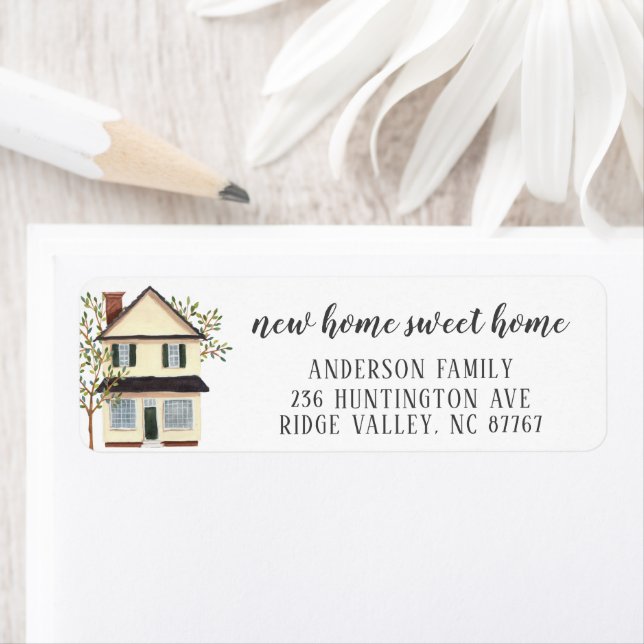 Charming Cream House Home Sweet HomeAddress Label (Insitu)