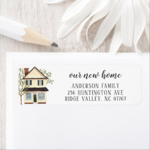 Charming Cream House New Home Address Label