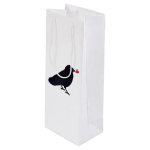 Charming crow glitter heart wine gift bag