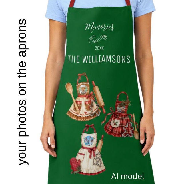 Charming Custom Holiday 3 Photo Apron Name Year  (Creator Uploaded)