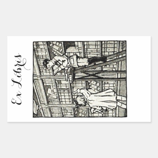 Charming Customisable Ex Libris Book Plate Rectangular Sticker (Front)