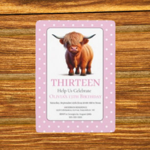 Charming Cute Highland Cow birthday  Invitation