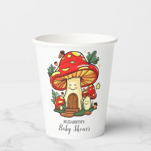Charming Cute Mushroom Baby Shower Paper Cups (Front)