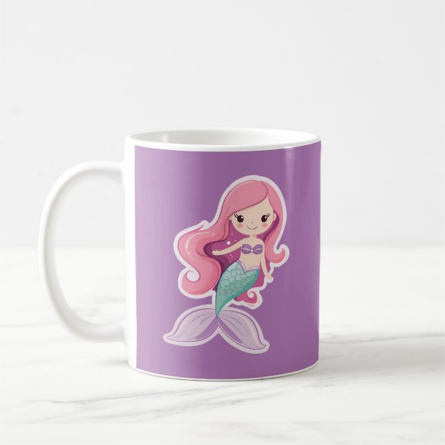 Charming Cute Pastel Mermaid Coffee Mug (Left)
