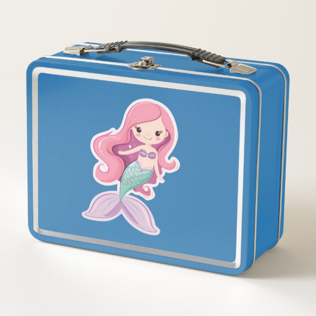 Charming Cute Pastel Mermaid Metal Lunch Box (Front)