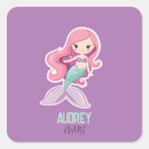 Charming Cute Pastel Mermaid with Kids Name