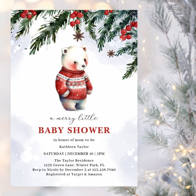 Charming Cute Penguin Winter Christmas Baby Shower Invitation (Creator Uploaded)