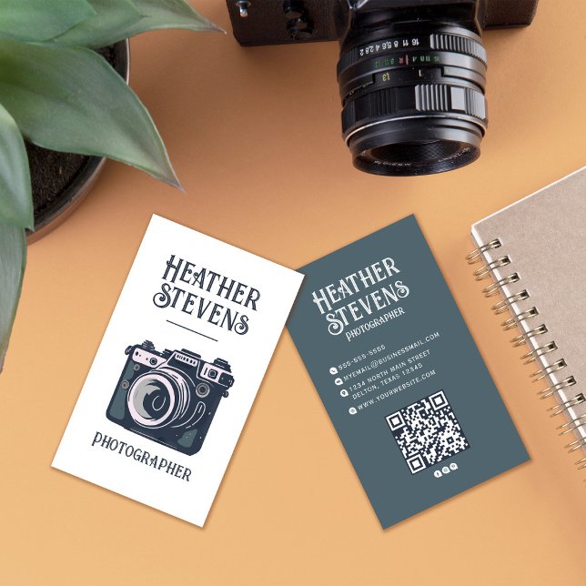 Charming Cute Retro Camera Cool Photographer Business Card (Creator Uploaded)